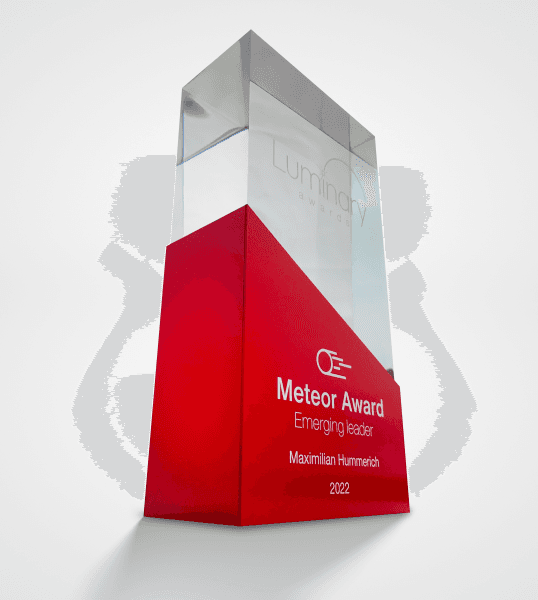 Custom red and clear acrylic corporate award