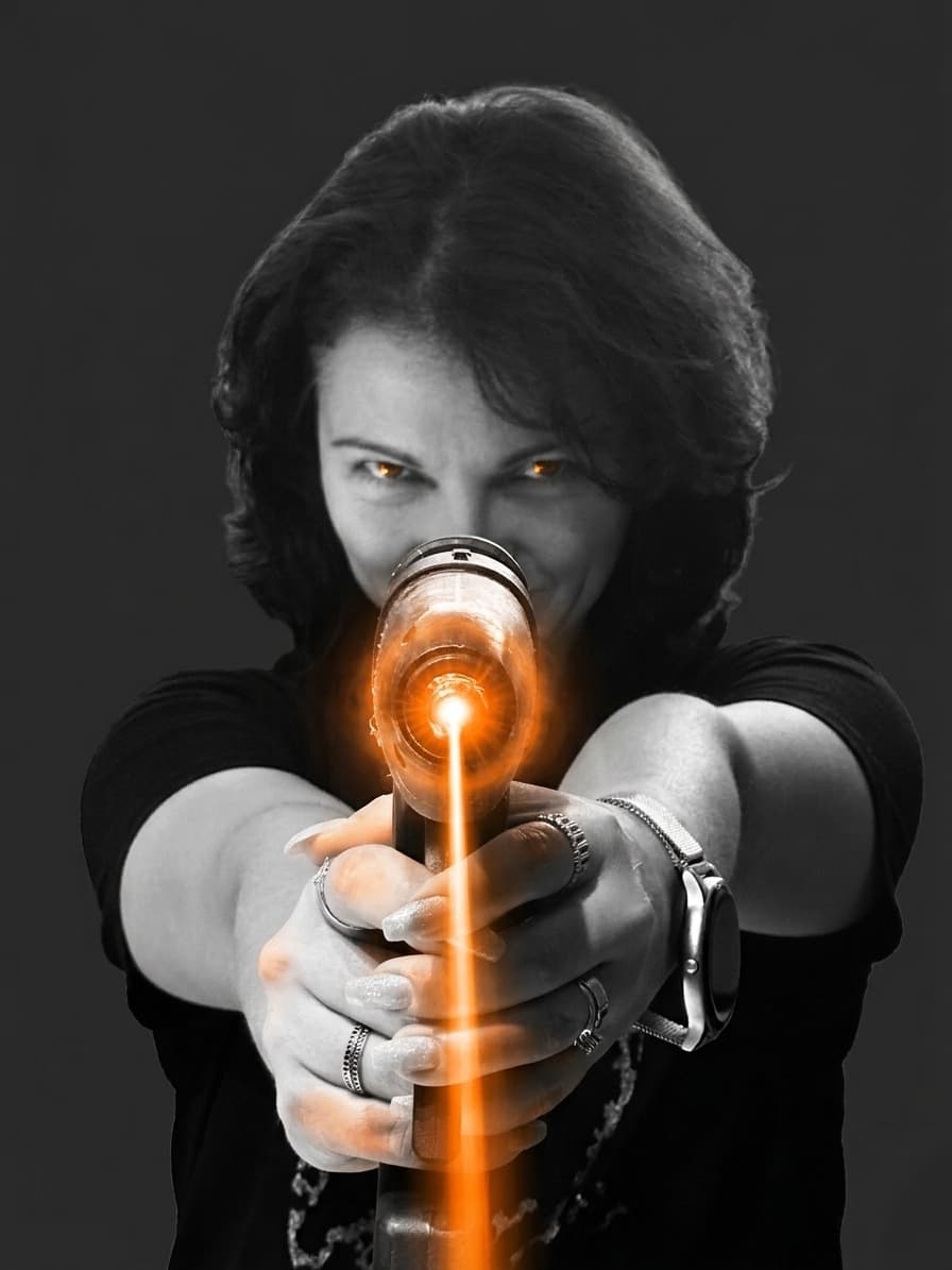 TGV-Media team member with an illuminated production tool